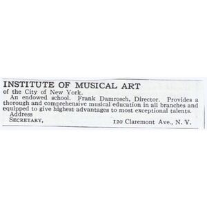 Institute of Musical Art Frank Damrosch NY c1918 Magazine Advertisement AE5-SA3